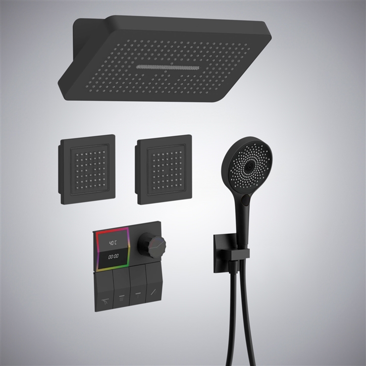 Fontana Zumaya Matte Black Thermostatic Luxury Shower System | Digital ...