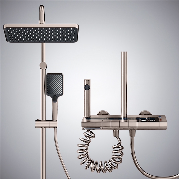 Fontana Calera Brushed Nickel Ambient Light Digital Luxury Shower Set