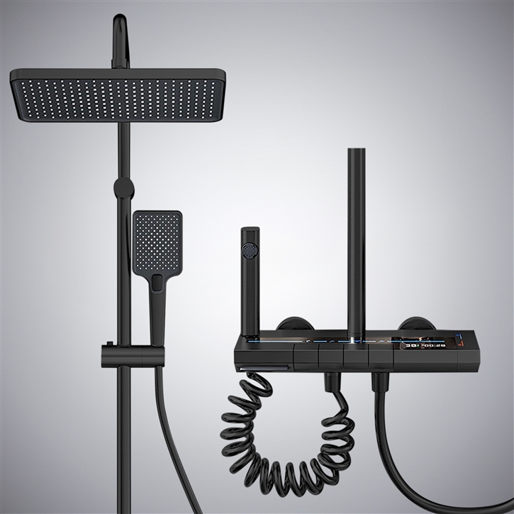 Fontana Calera Matte Black Multifunctional Shower Set With Digital Display