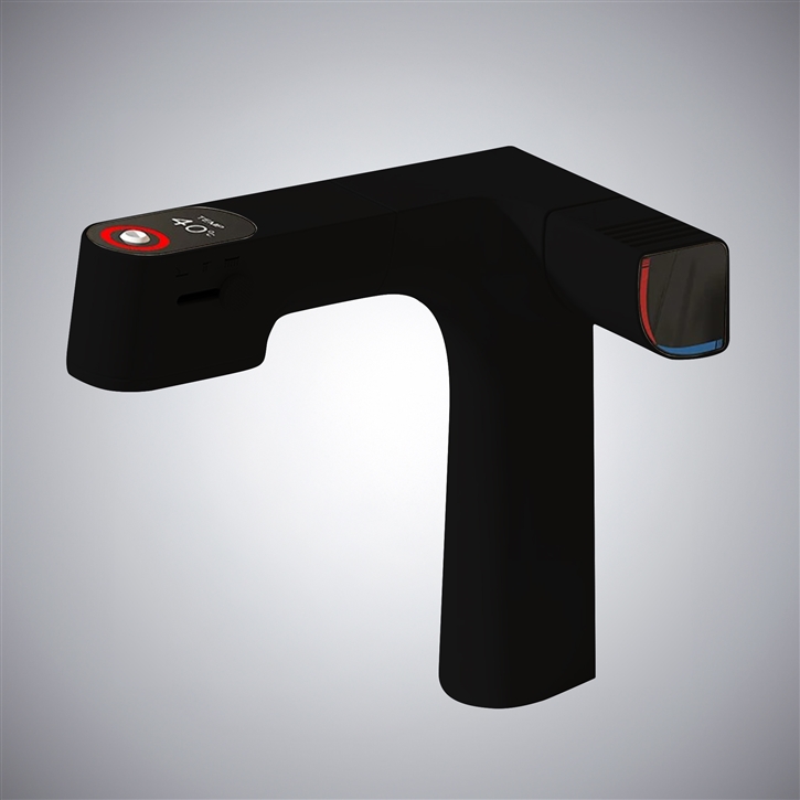 Fontana Grao Matte Black Pull-Out LED Digital Sink Faucet