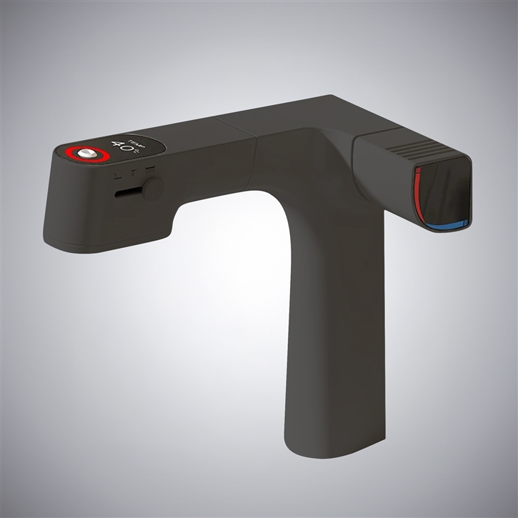 Fontana Fene Gun Metal Gray Pull-Out Temperature Display Basin Faucet
