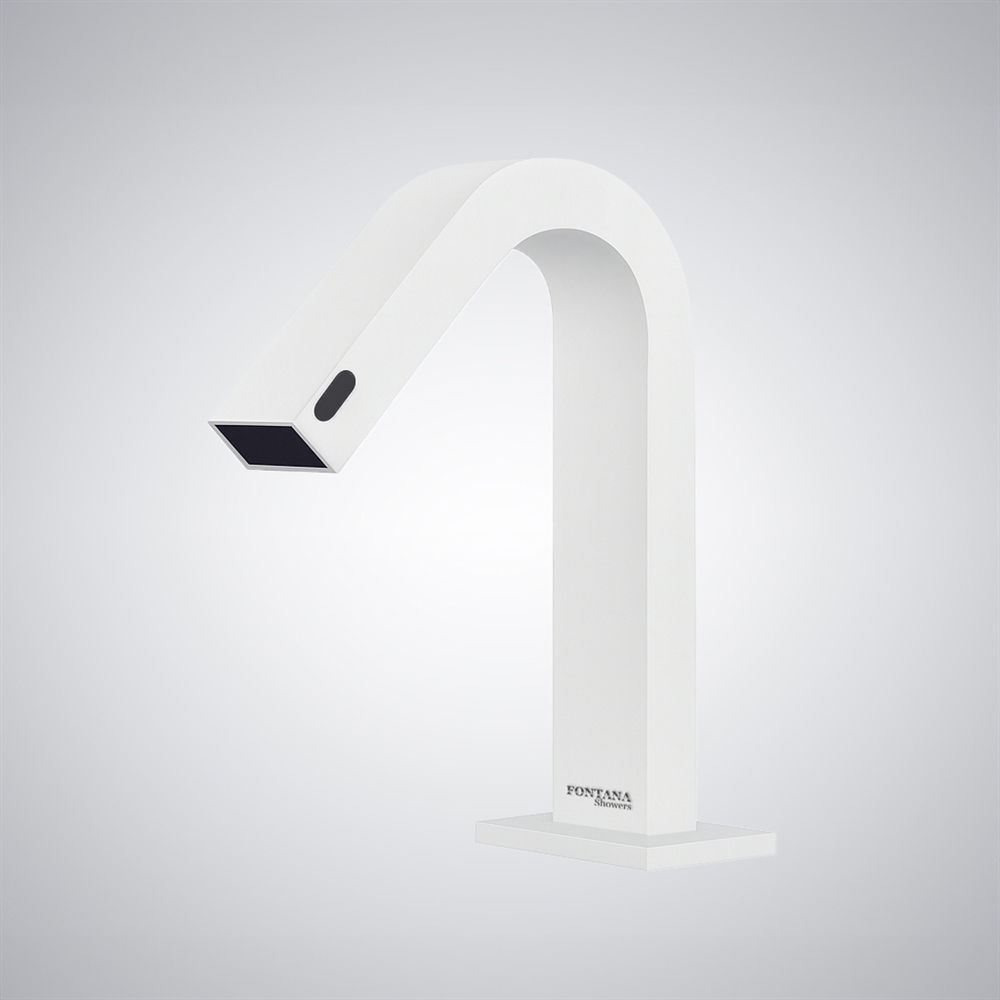 FontanaAquilon Matte White Automatic Sensor Deck-Mounted Basin Faucet