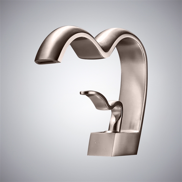Fontana Lentini Brushed Nickel Hot And Cold Heart-Shaped Basin Faucet