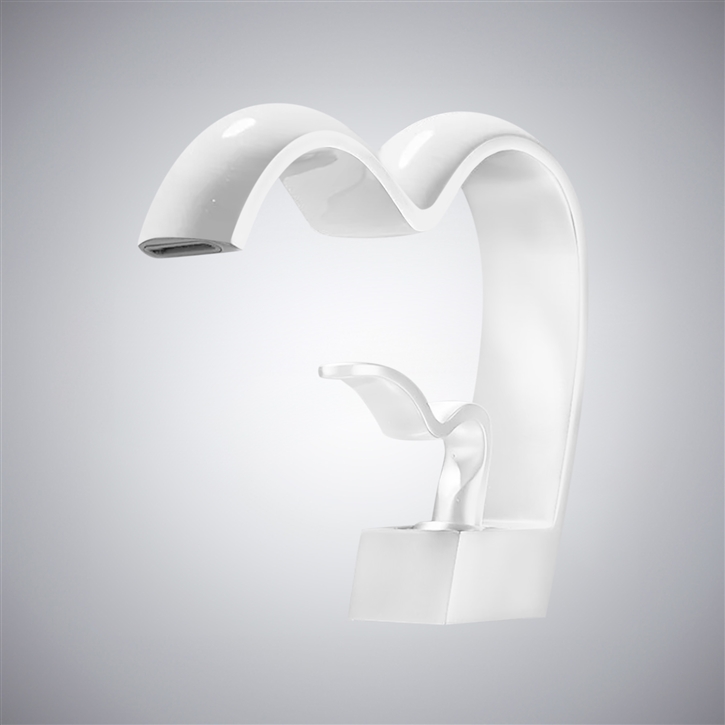 Fontana Lentini Matte White Hot And Cold Deck Mounted Basin Faucet
