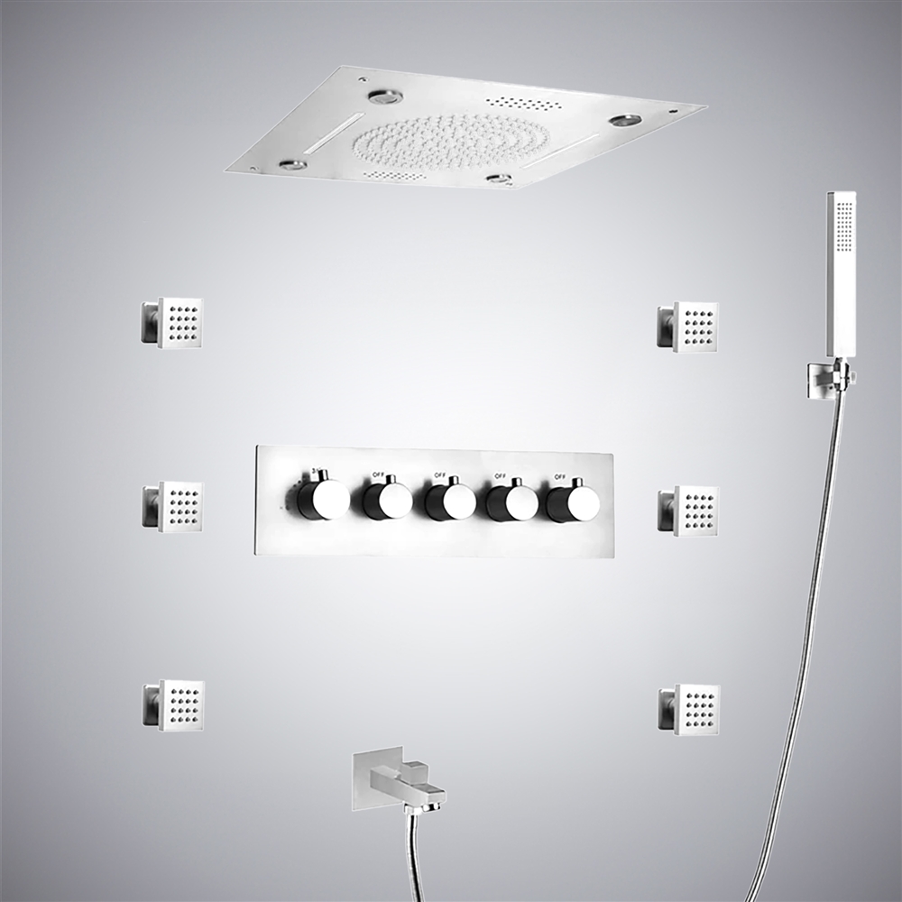 Fontana Fara Chrome LED Thermostatic Shower Set with Music | Modern ...