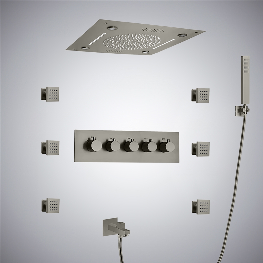 Fontana Fara Gun Metal Gray LED Thermostatic Shower Set with Music ...