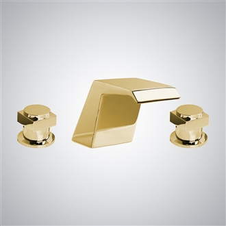 Fontana Puig Brushed Gold Deck Mounted Dual Handles Sink Faucet