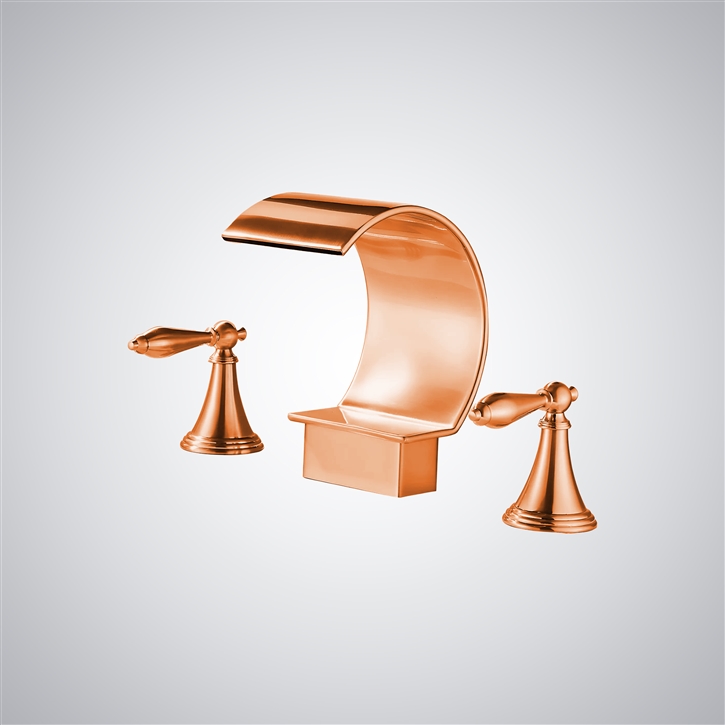 Fontana Isere Rose Gold Hot And Cold Waterfall Faucet System