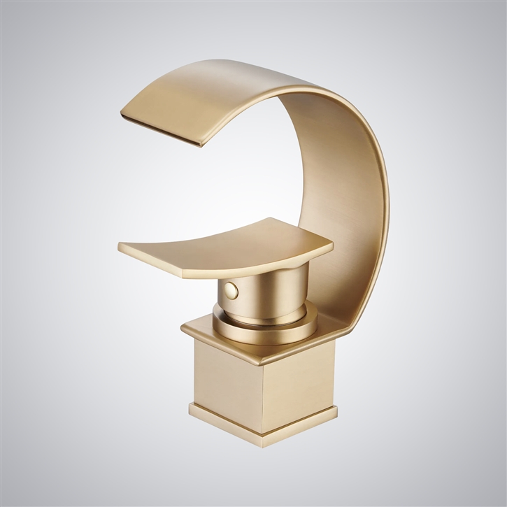 Fontana Yrieix Brushed Gold Waterfall Thermostatic Basin Faucet