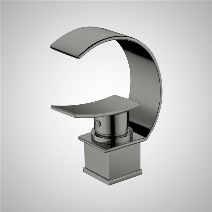 Fontana Yrieix Gun Metal Gray Brass Thermostatic Waterfall Basin Faucet