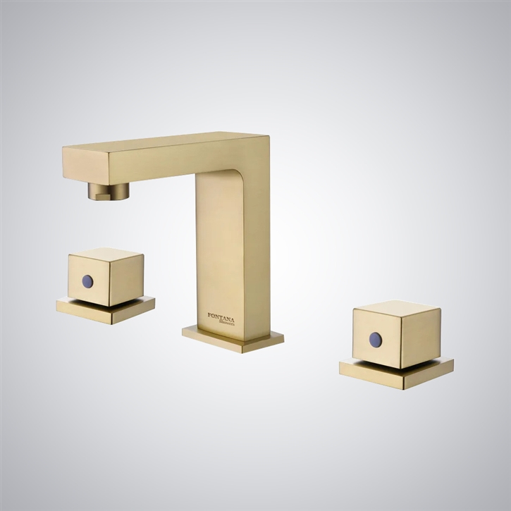 Fontana Amand Brushed Gold Hot And Cold Dual Handles Basin Faucet