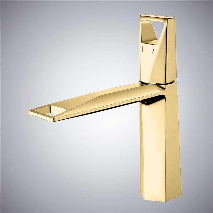 Fontana Ghedi Brushed Gold Hot And Cold Luxury Bathroom Sink Faucet