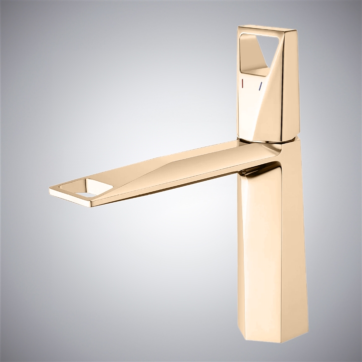 Fontana Ghedi Champagne Hot And Cold Deck Mounted Sink Faucet