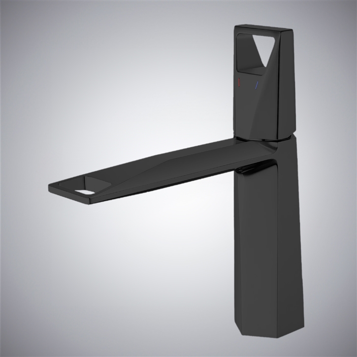 Fontana Ghedi Matte Black Brass Hot And Cold Bathroom Sink Faucet