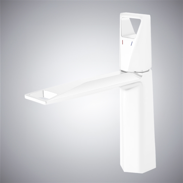 Fontana Ghedi Matte White Single Handle Hot And Cold Sink Faucet