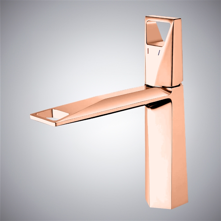 Fontana Ghedi Rose Gold Thermostatic Bathroom Sink Faucet