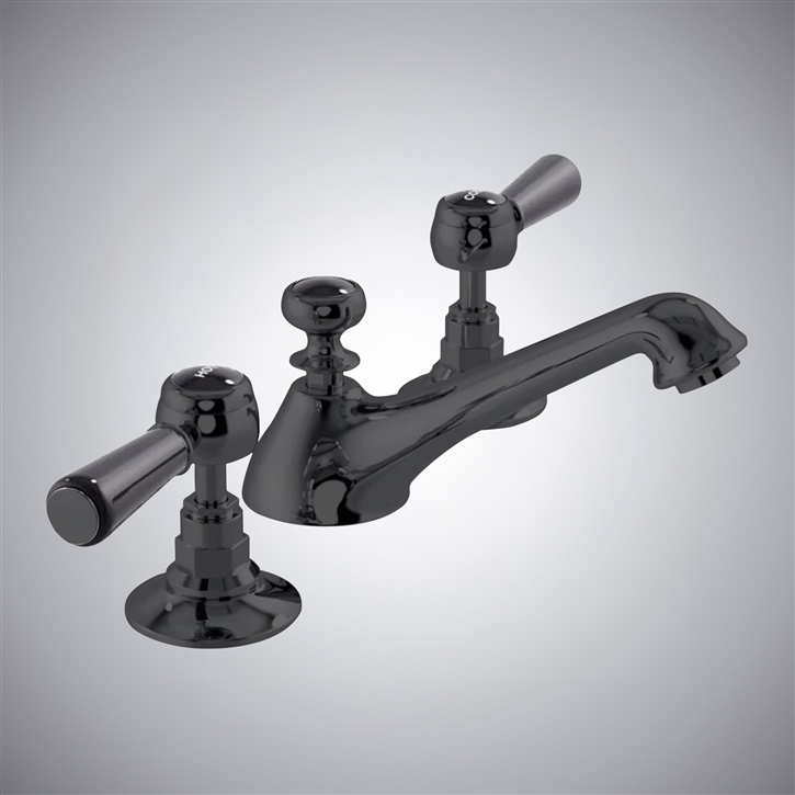 Fontana Bergerac Brass Gun Metal Gray Hot And Cold Basin Faucet