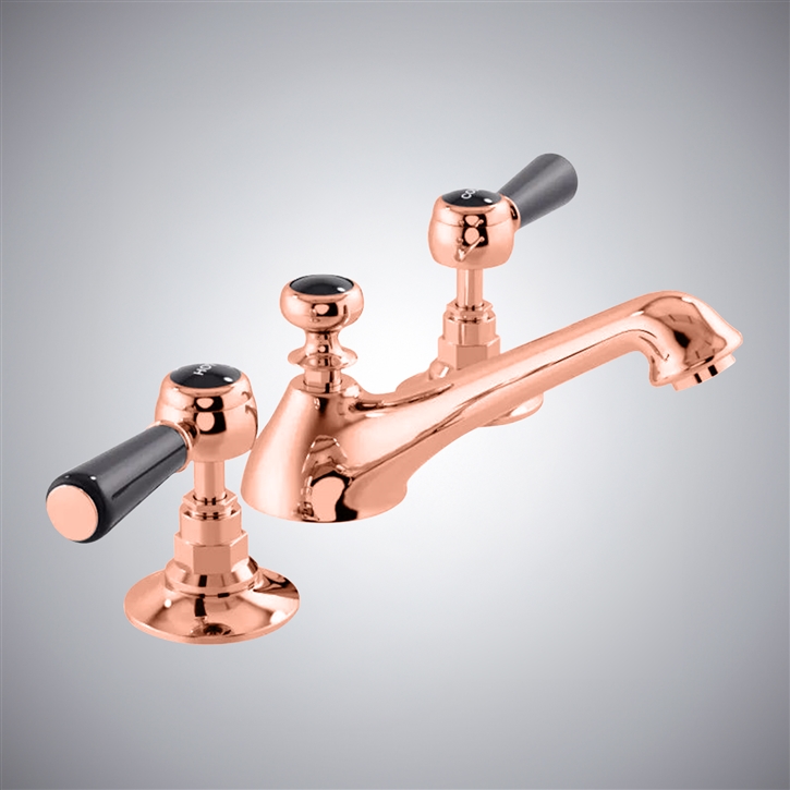 Fontana Bergerac Rose Gold Hot And Cold Bathroom Basin Faucet