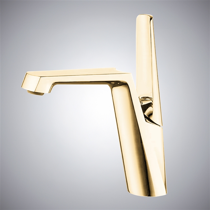 Fontana Quevilly Champagne Deck Mounted Thermostatic Bathroom Sink Faucet