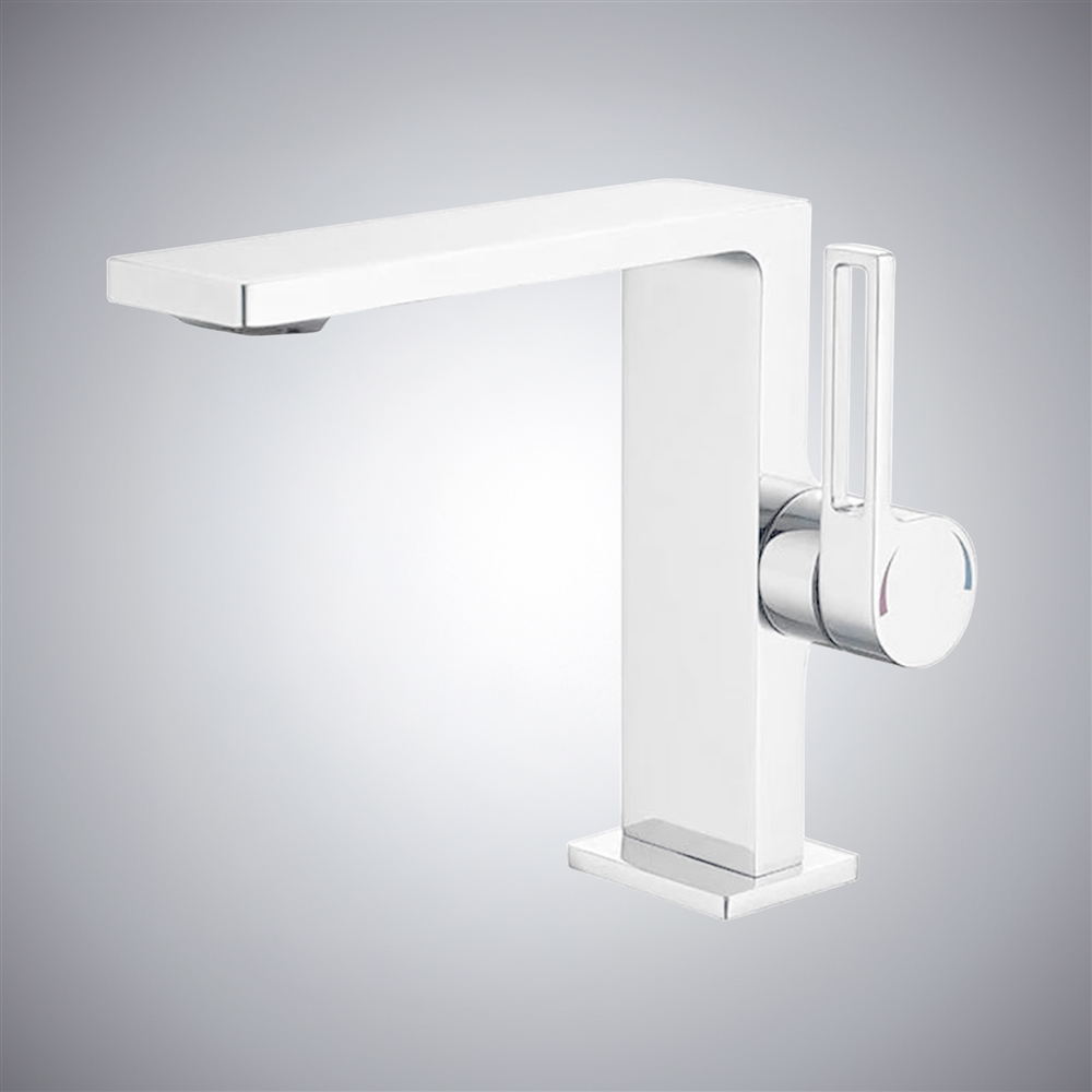 Fontana Neuilly Matte White Contemporary Hot And Cold Digital Basin Faucet