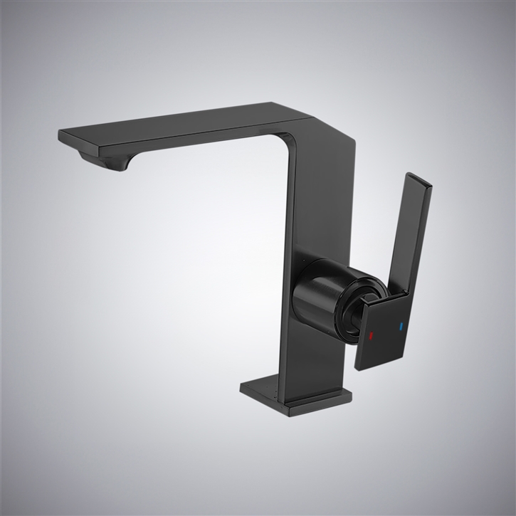 Fontana Pucelle Matte Black Single Handle Thermostatic Bathroom Sink Faucet