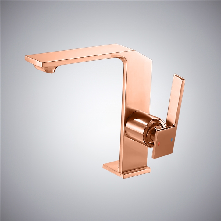 Fontana Pucelle Rose Gold Deck Mounted Gold Hot And Cold Sink Faucet