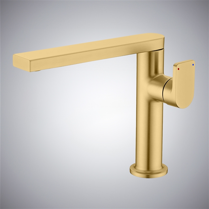Fontana Rueil Brushed Gold Single Handle Thermostatic Bathroom Sink Faucet