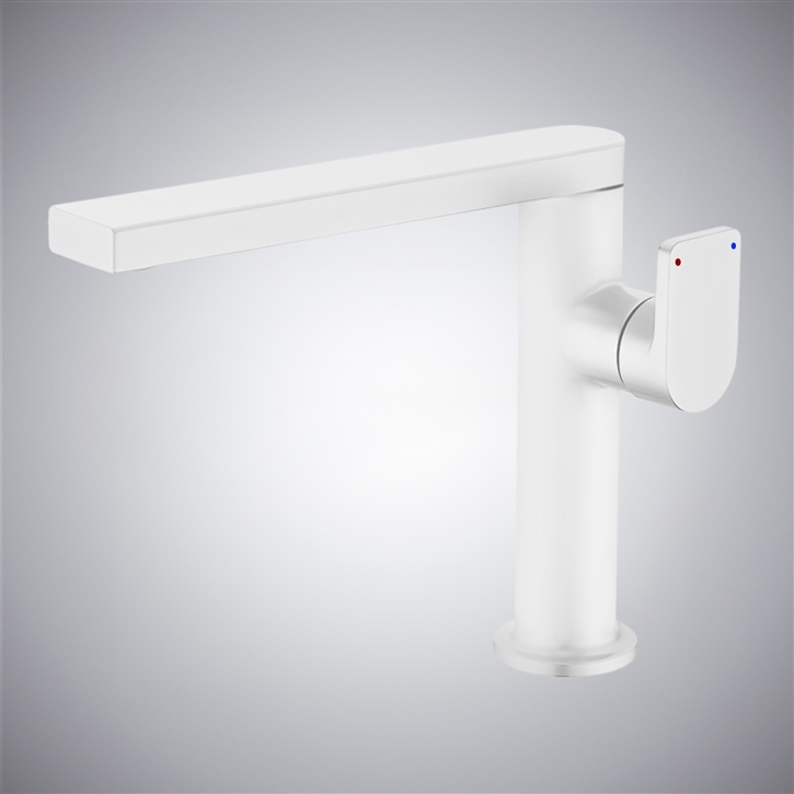 Fontana Rueil Matte White Hot And Cold Brass Bathroom Sink Faucet