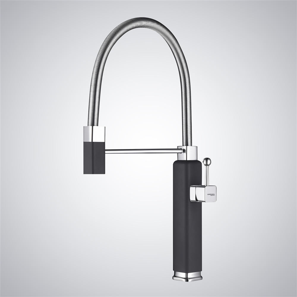 Fontana Chienes Matte Black Thermostatic Contemporary Kitchen Faucet