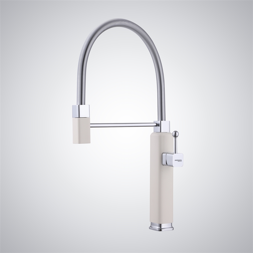 Fontana Chienes Matte White Deck Mounted Thermostatic Kitchen Faucet