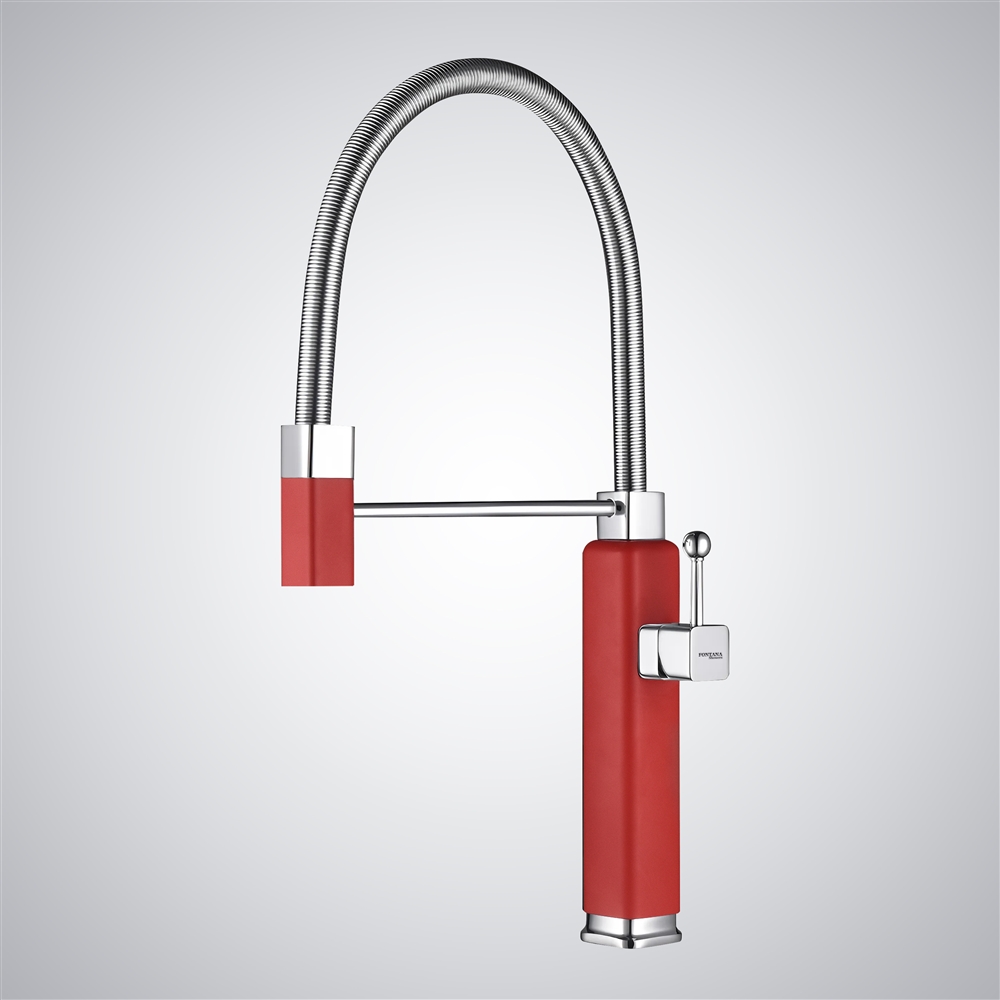 Fontana Chienes Red Pull-Out Thermostatic Kitchen Faucet