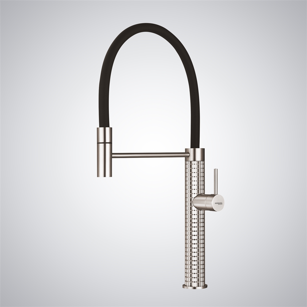 Fontana Cortale Brushed Nickel Single Handle Thermostatic Pull-Out Kitchen Faucet