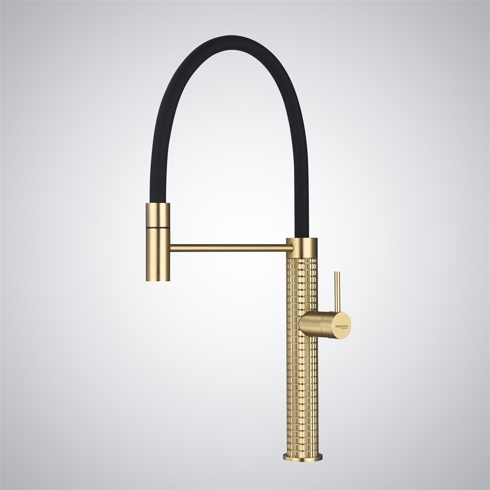 Fontana Cortale Gold Hot And Cold Pull-Out Kitchen Faucet