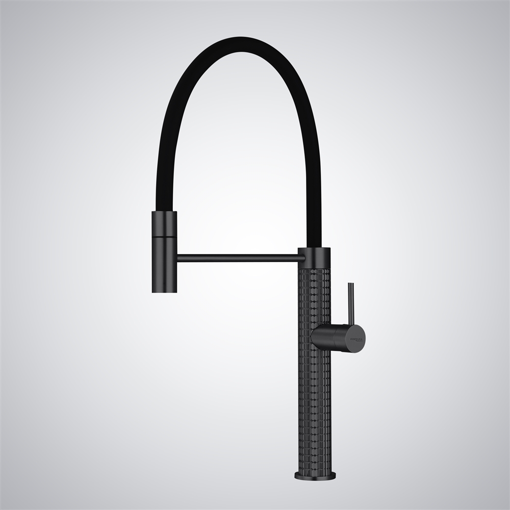 Fontana Cortale Matte Black Hot And Cold Deck Mounted Pull-Out Kitchen Faucet