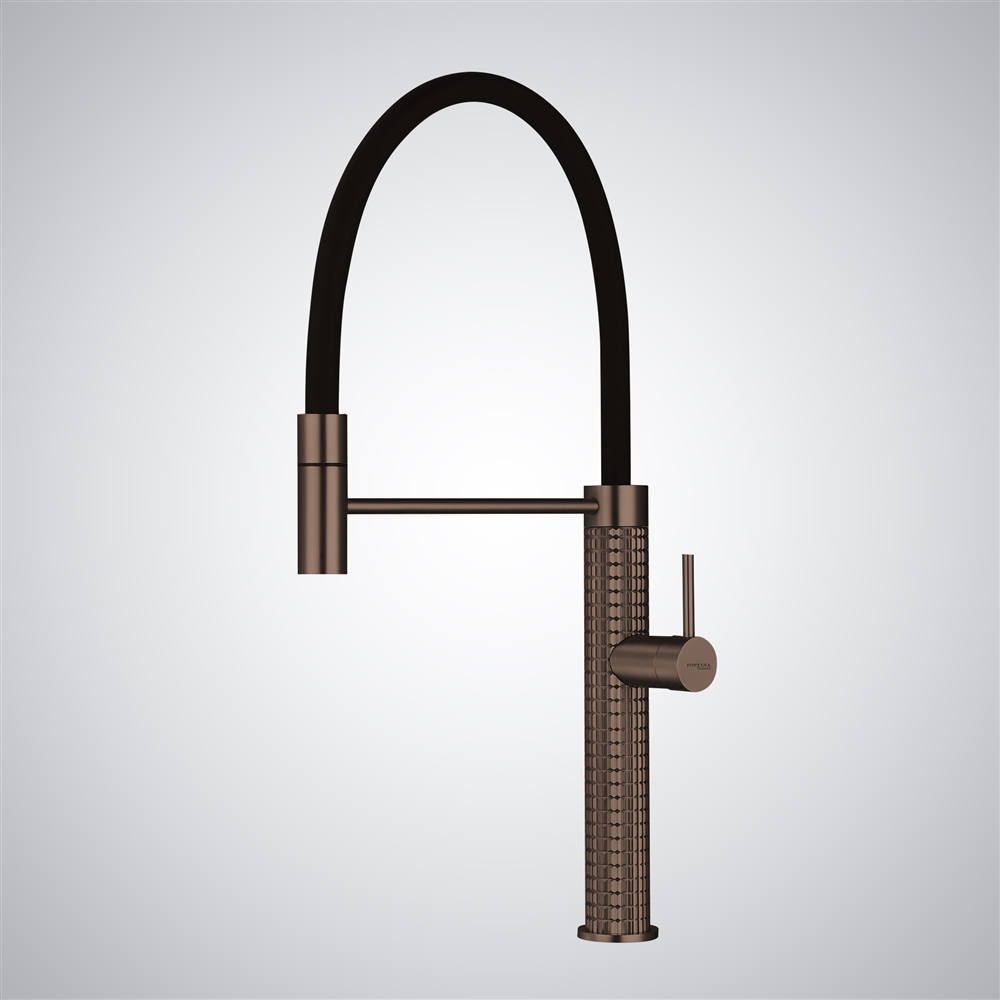 Fontana Cortale Oil Rubbed Bronze Pull-Out Kitchen Faucet With Thermostatic