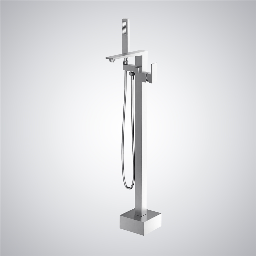 Fontana Leini Chrome Waterfall Freestanding Bathtub Faucet And Handheld Spray