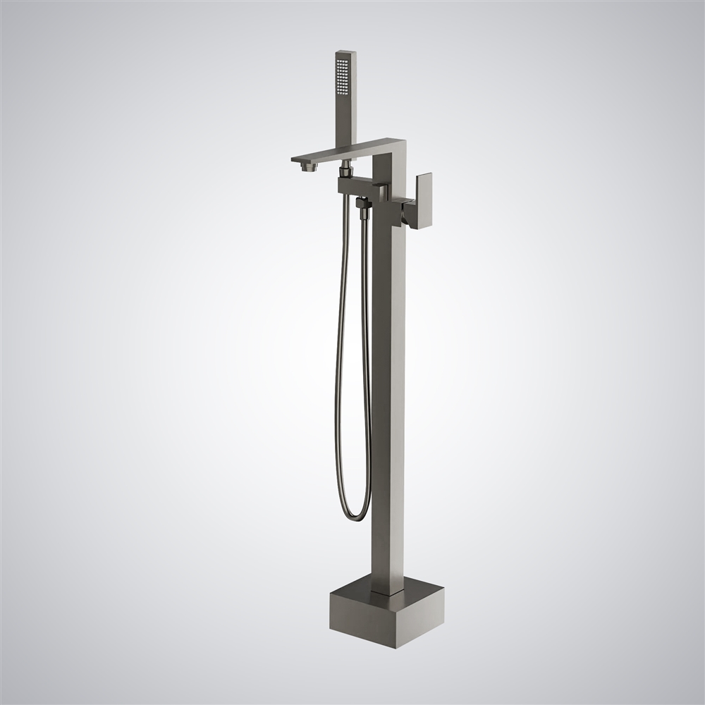 Fontana Leini Gun Metal Gray Brass Waterfall Bathtub Faucet With Handheld Spray