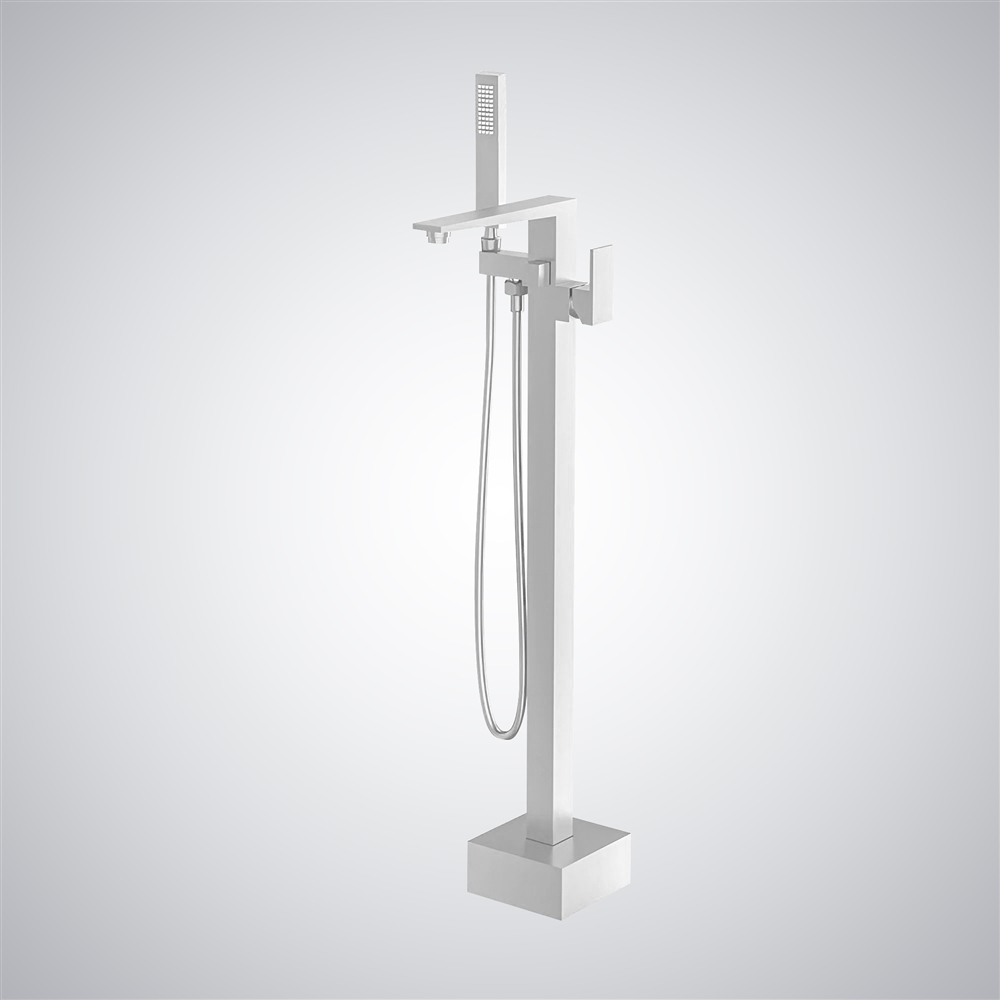 Fontana Leini Matte White Freestanding Bathtub Faucet And Handheld Spray