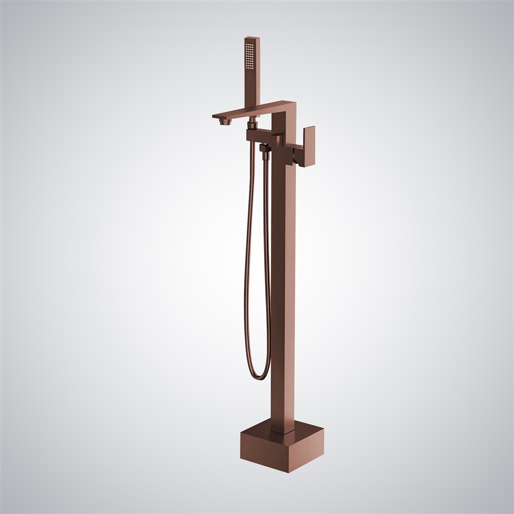 Fontana Leini Oil Rubbed Bronze Brass Waterfall Freestanding Bathtub Faucet And Handheld Spray
