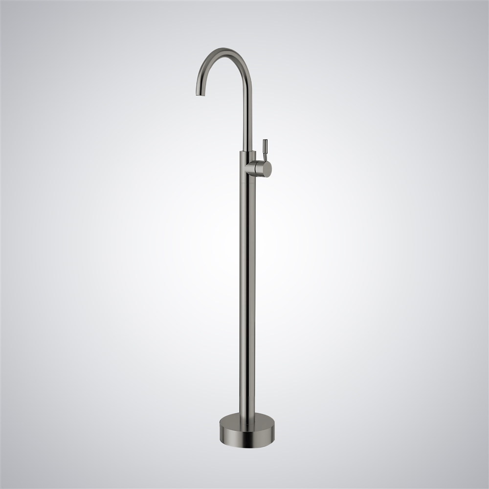 Fontana Gatteo Gun Metal Gray Brass Freestanding Bathtub Floor Mixer Tap