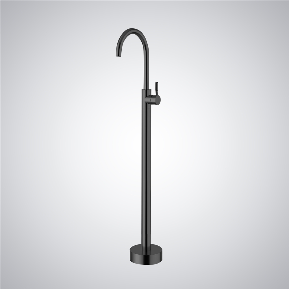 Fontana Gatteo Matte Black Bathtub Floor Mixer Tap Freestanding