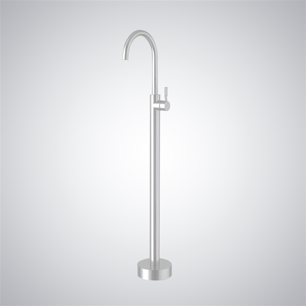 Fontana Gatteo Matte White Freestanding Bathtub Floor Mounted Faucet