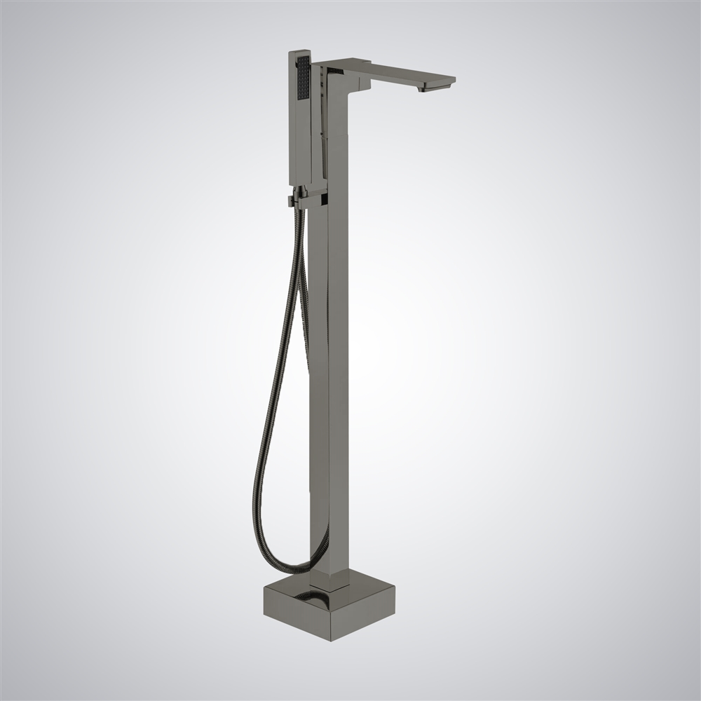 Fontana Jerzu Gun Metal Gray Single Handle Freestanding Bathtub Faucet With Handheld Spray