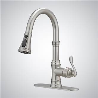 Fontana Marotta Brushed Nickel Single Handle Pull Down Kitchen Sink Faucet