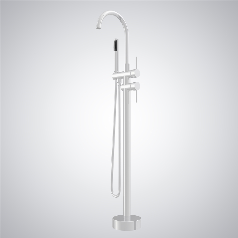 Fontana Adra Matte White Freestanding Bathtub Faucet with Handheld Spray