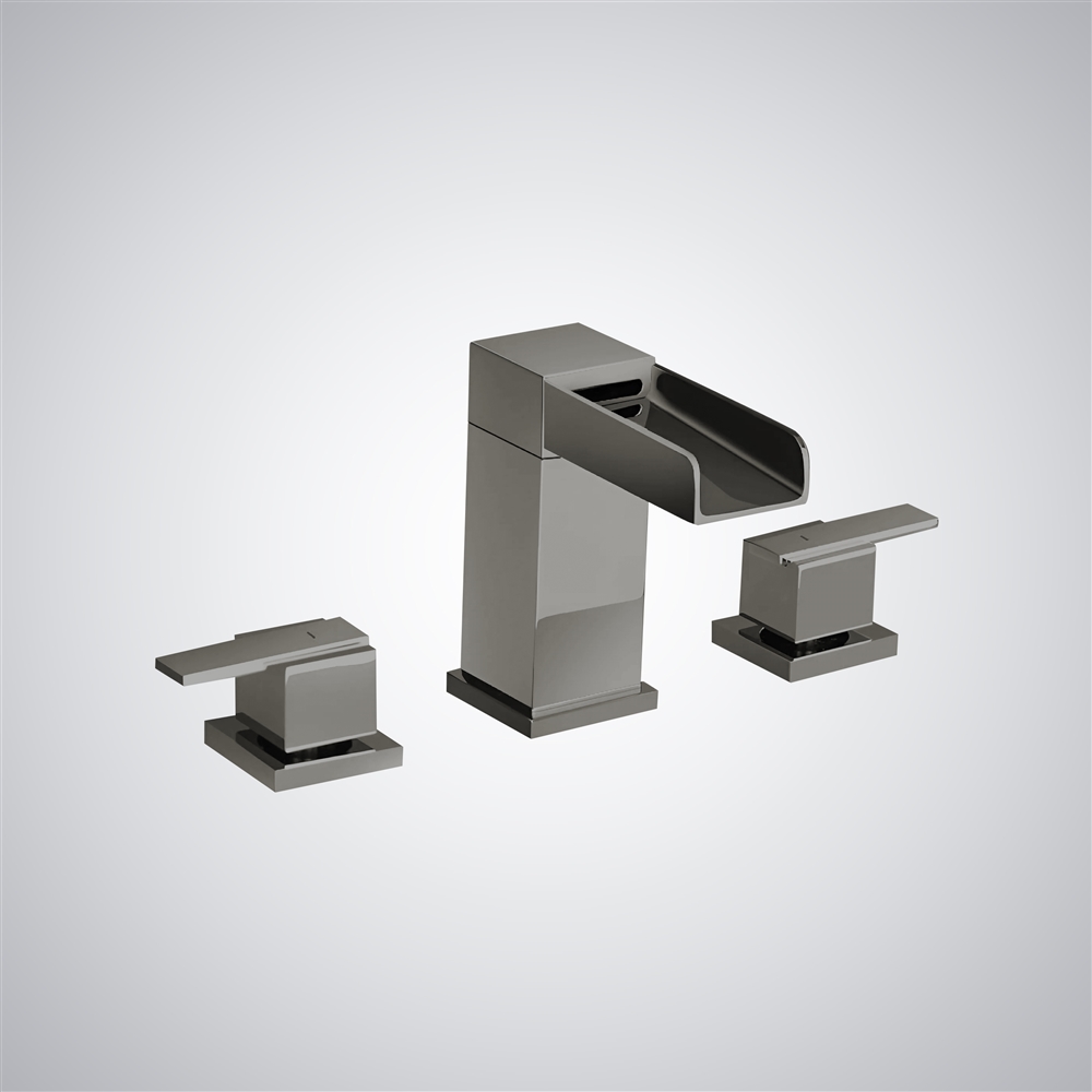 Fontana Oggiono Gun Metal Gray Waterfall Luxury Basin Faucet
