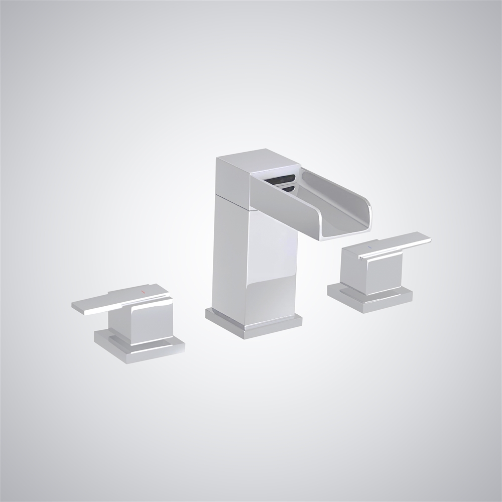 Fontana Oggiono Matte White Luxury Waterfall Dual Handles Basin Faucet