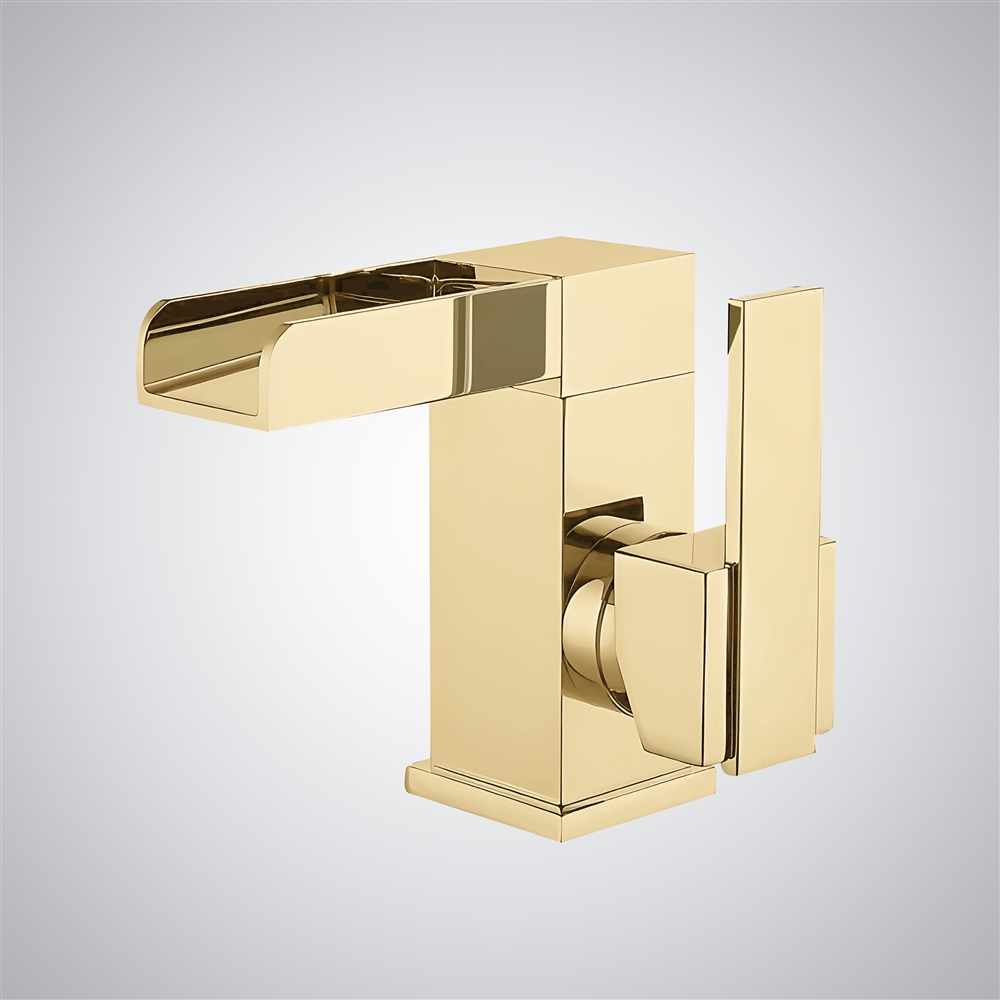 Fontana Plesio Brushed Gold Luxury Waterfall Basin Faucet
