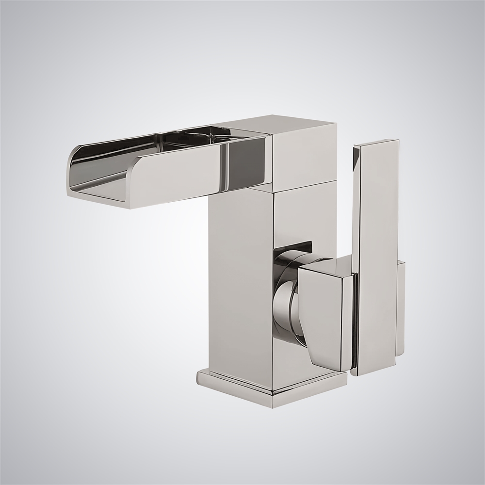 Fontana Plesio Brushed Nickel Single Handle Waterfall Luxury Basin Faucet