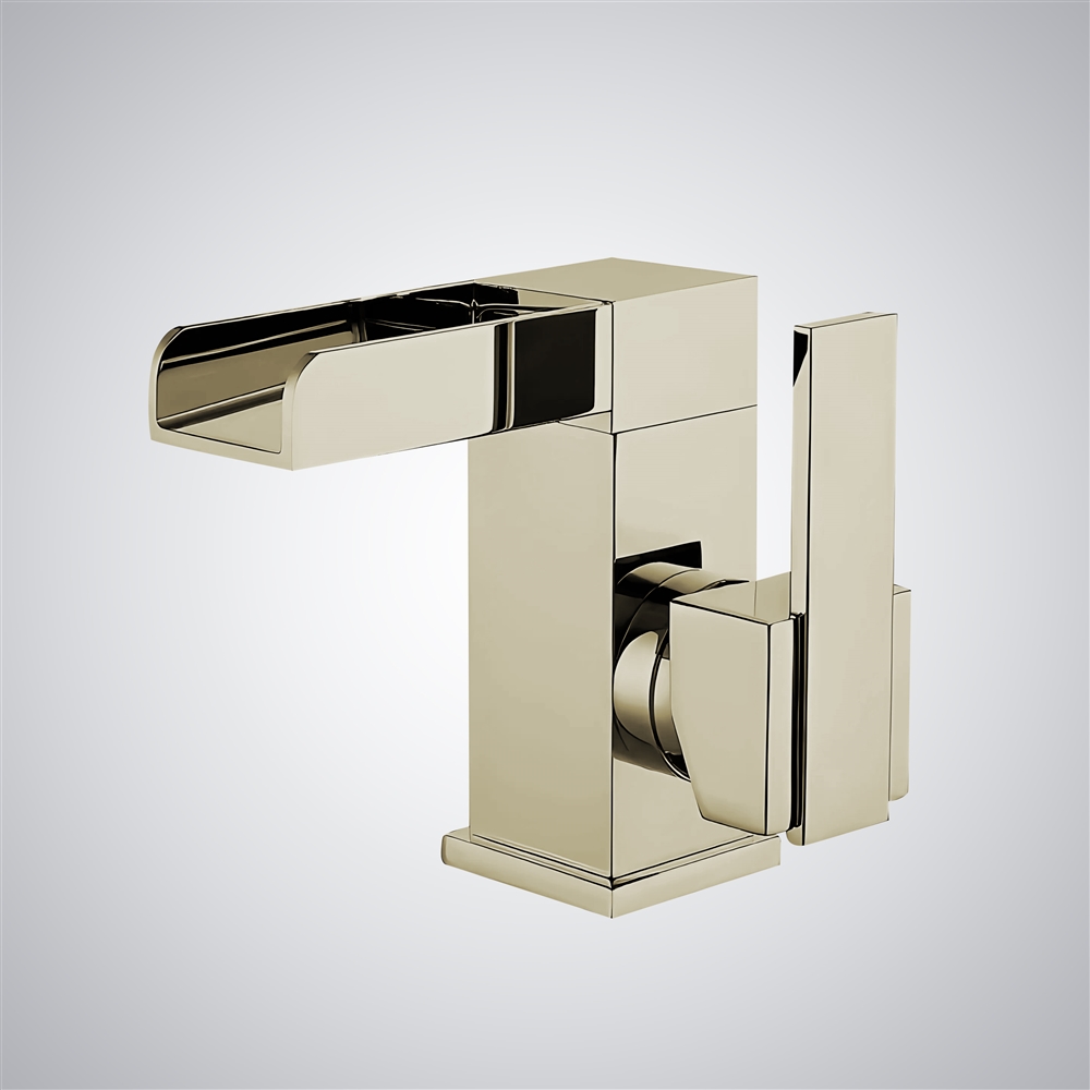 Fontana Plesio Champagne Deck Mounted Luxury Waterfall Basin Faucet
